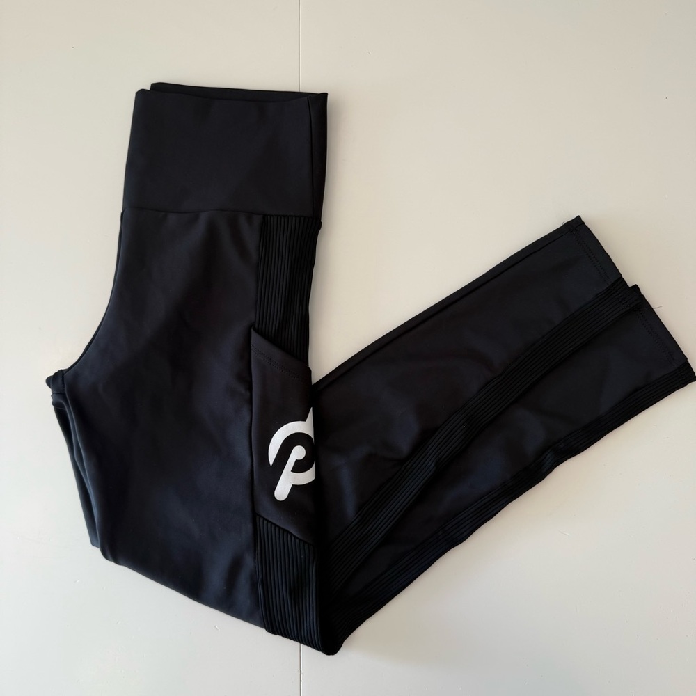 Peloton Black High-Rise Ribbed Leggings with Logo